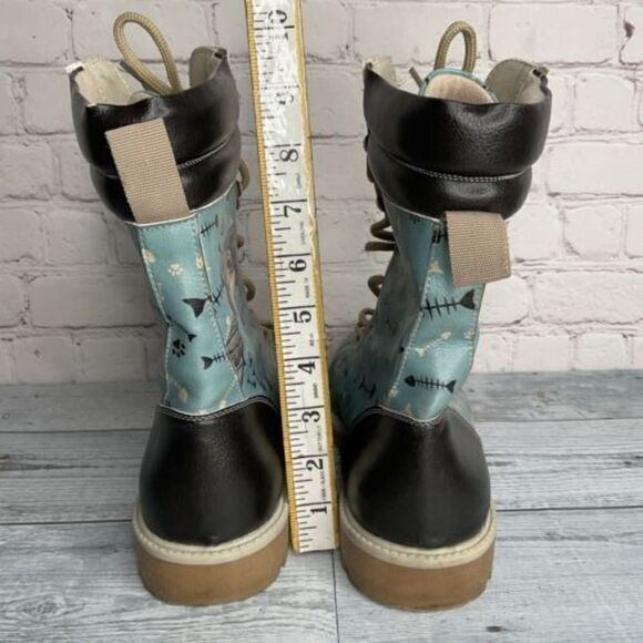 Blue Fishbone Lover Womens Boots‎ DOGO Vegan boots size 40 US 9 - Picture 4 of 13